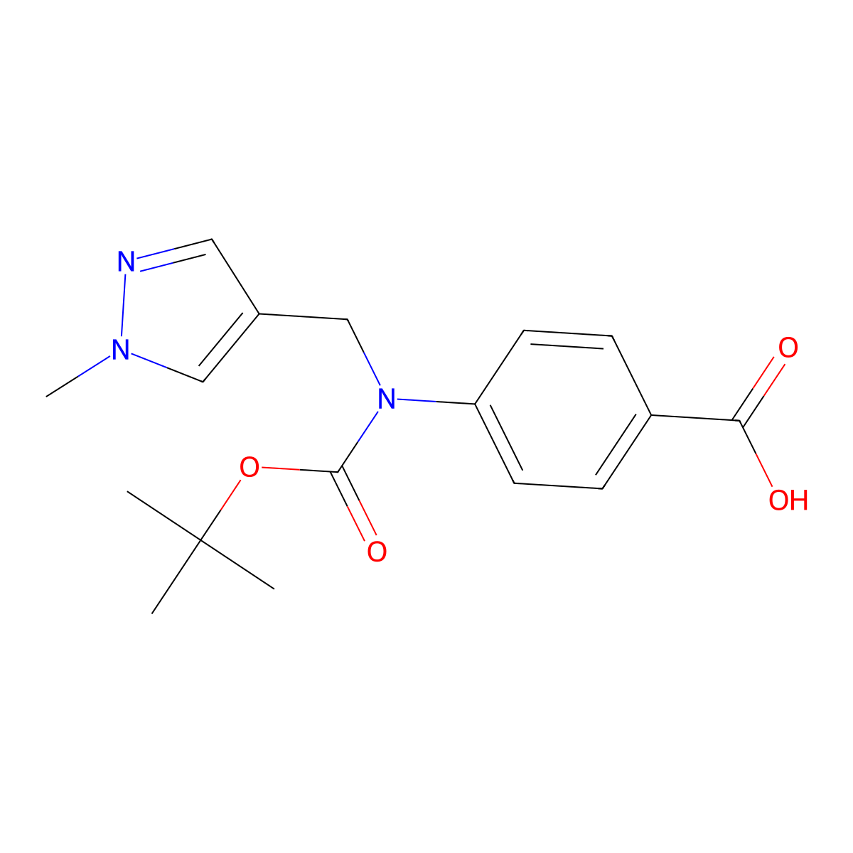 4-{[(tert-butoxy)carbonyl][(1-methyl-1H-pyrazol-4-yl)methyl]amino}benzoic acid molecular structure, CAS 2680750-27-8