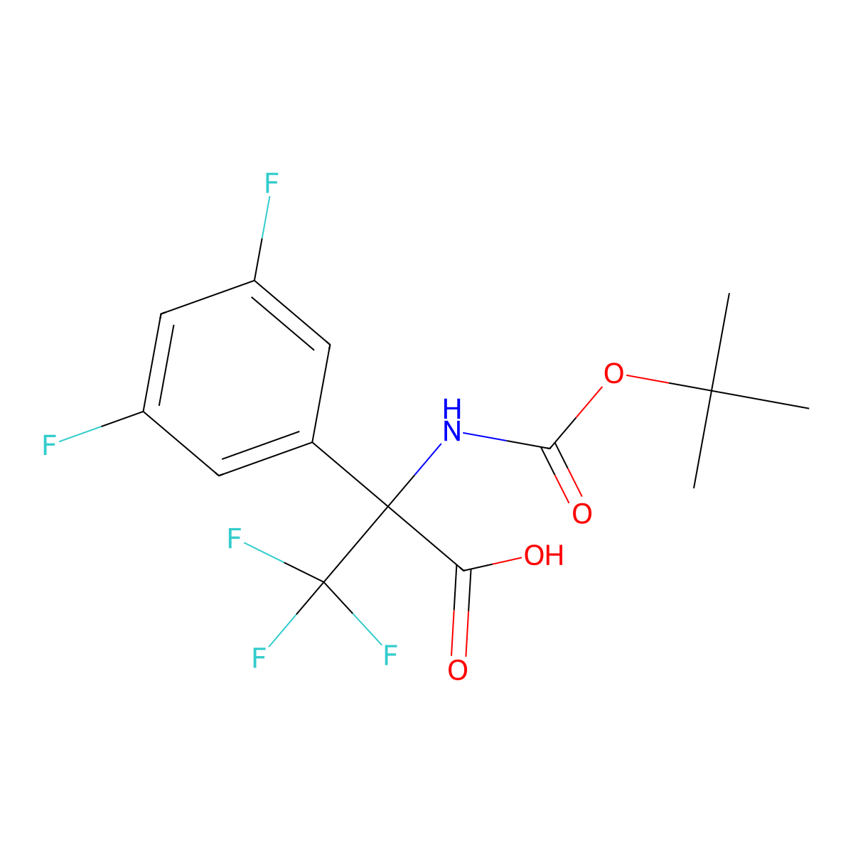 2-{[(Tert-butoxy)carbonyl]amino}-2-(3,5-difluorophenyl)-3,3,3-trifluoropropanoic acid molecular structure, CAS 2680750-28-9
