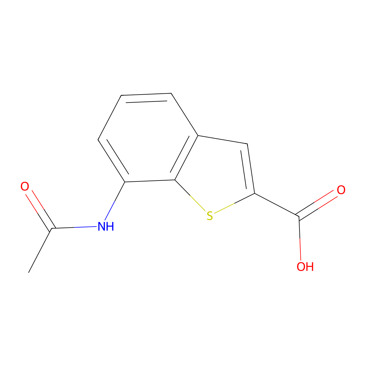 7-Acetamido-1-benzothiophene-2-carboxylic acid molecular structure, CAS 2680750-30-3