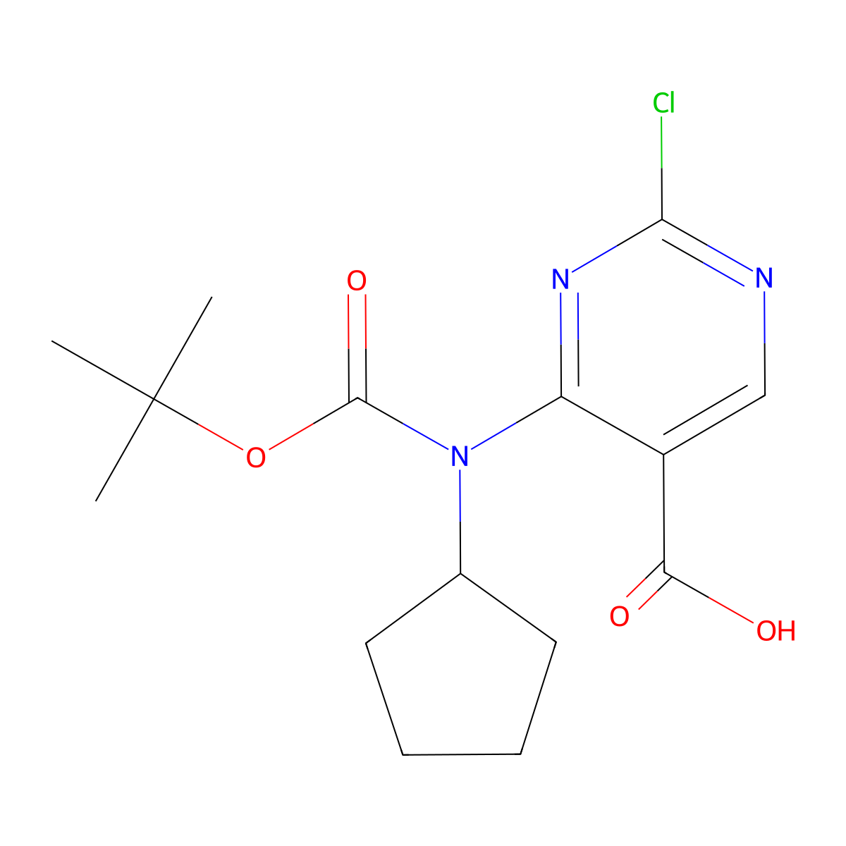 4-{[(Tert-butoxy)carbonyl](cyclopentyl)amino}-2-chloropyrimidine-5-carboxylic acid molecular structure, CAS 2680750-32-5