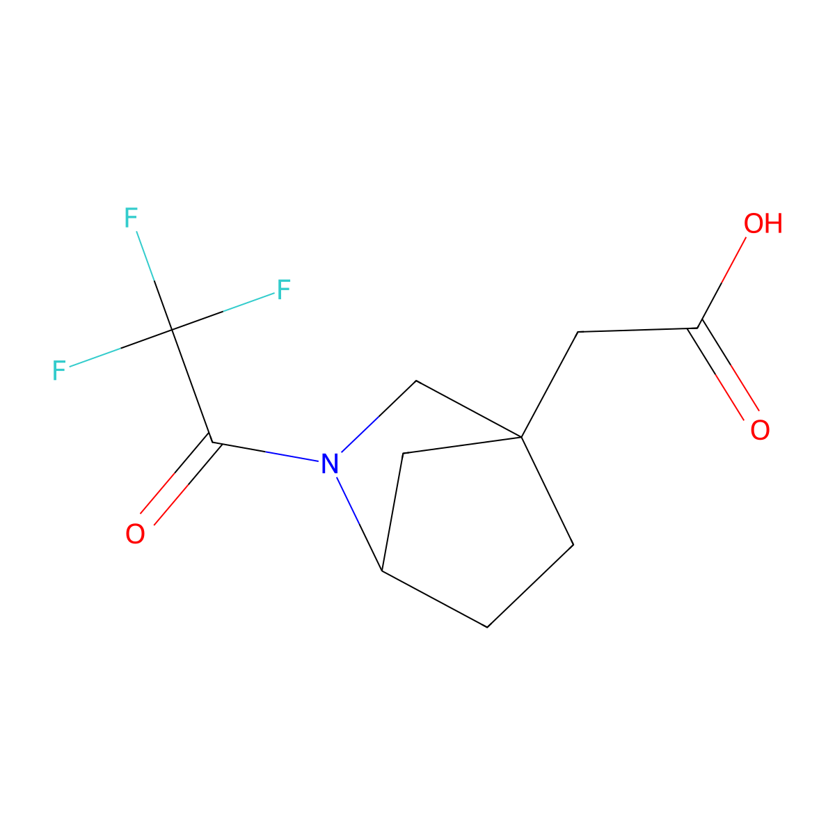 2-[2-(2,2,2-Trifluoroacetyl)-2-azabicyclo[2.2.1]heptan-4-yl]acetic acid molecular structure, CAS 2680750-39-2