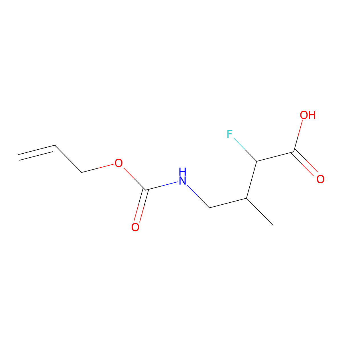 2-Fluoro-3-methyl-4-{[(prop-2-en-1-yloxy)carbonyl]amino}butanoic acid molecular structure, CAS 2680750-42-7