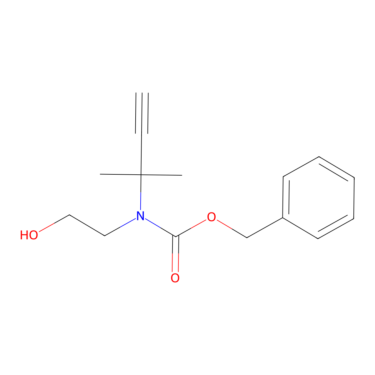 benzyl N-(2-hydroxyethyl)-N-(2-methylbut-3-yn-2-yl)carbamate molecular structure, CAS 2680750-43-8
