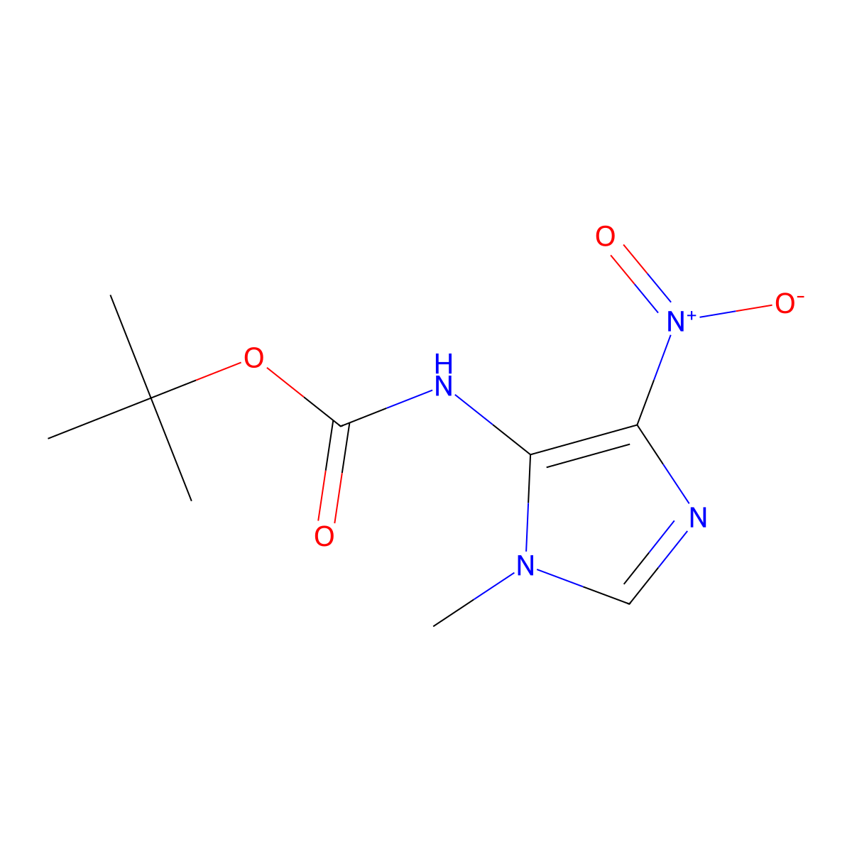 tert-butyl N-(1-methyl-4-nitro-1H-imidazol-5-yl)carbamate molecular structure, CAS 2680750-44-9