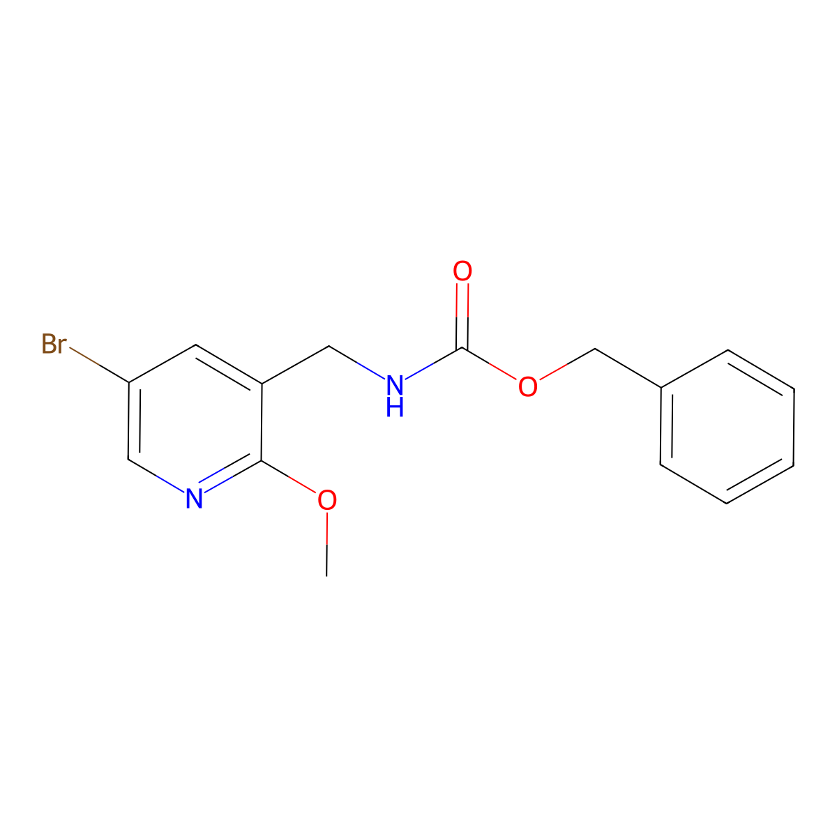 benzyl N-[(5-bromo-2-methoxypyridin-3-yl)methyl]carbamate molecular structure, CAS 2680750-45-0