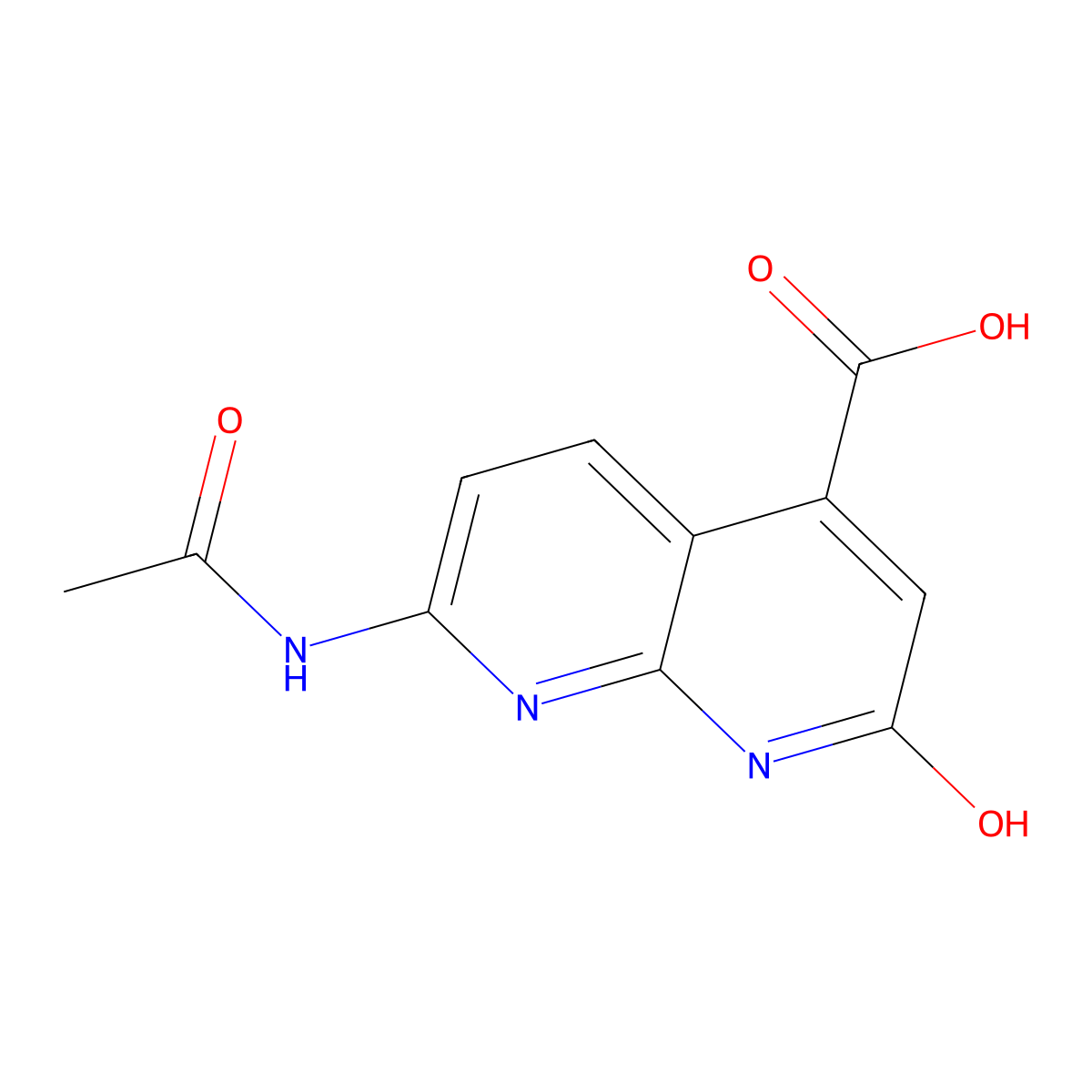7-Acetamido-2-hydroxy-1,8-naphthyridine-4-carboxylic acid molecular structure, CAS 2680750-48-3