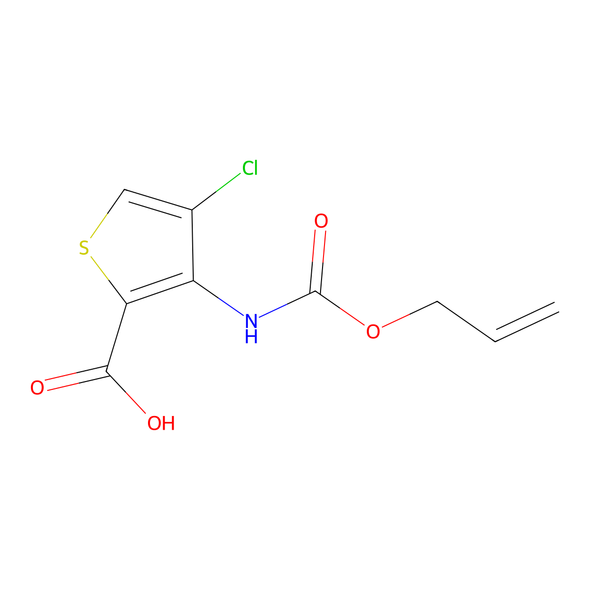 4-Chloro-3-{[(prop-2-en-1-yloxy)carbonyl]amino}thiophene-2-carboxylic acid molecular structure, CAS 2680750-51-8