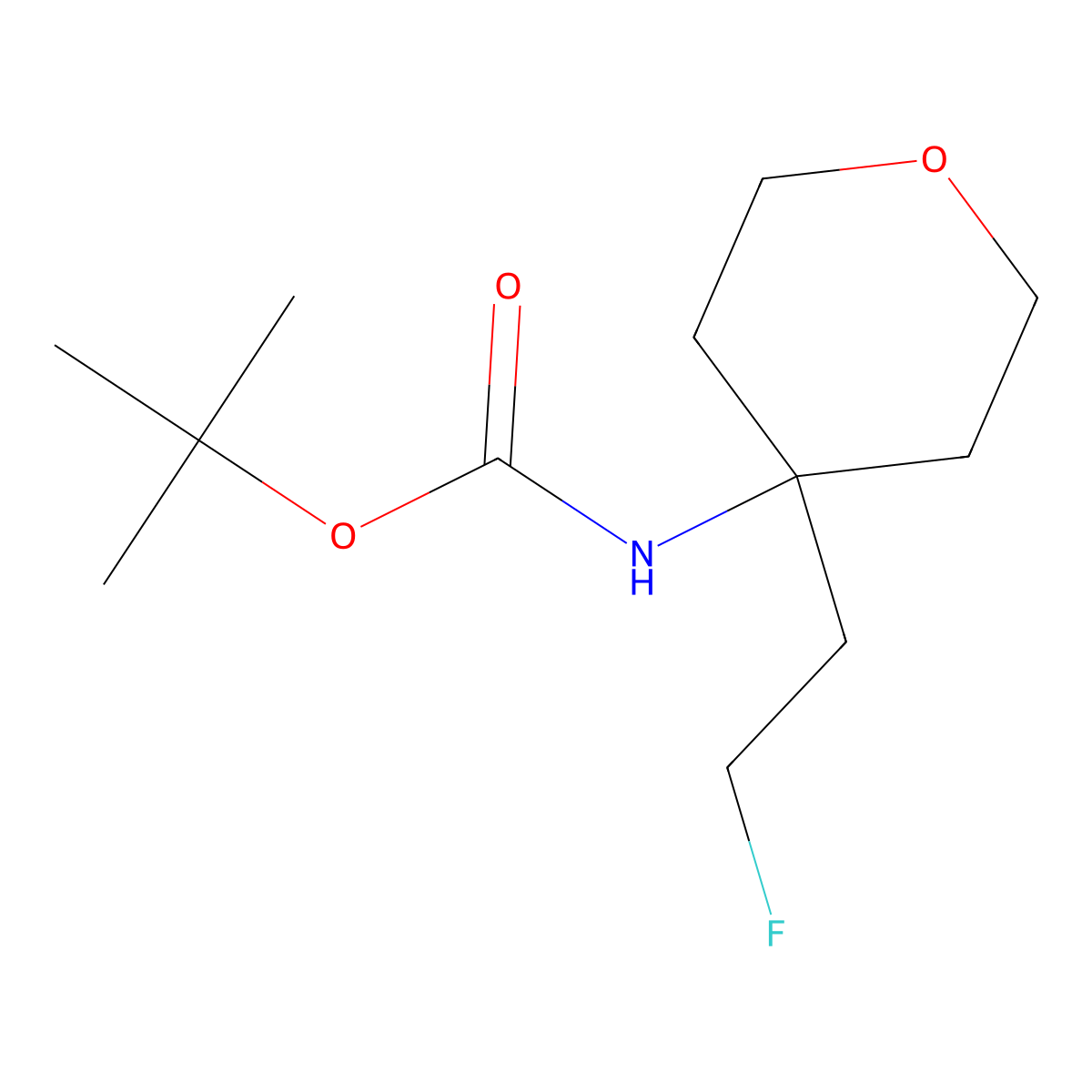 tert-butyl N-[4-(2-fluoroethyl)oxan-4-yl]carbamate molecular structure, CAS 2680750-53-0