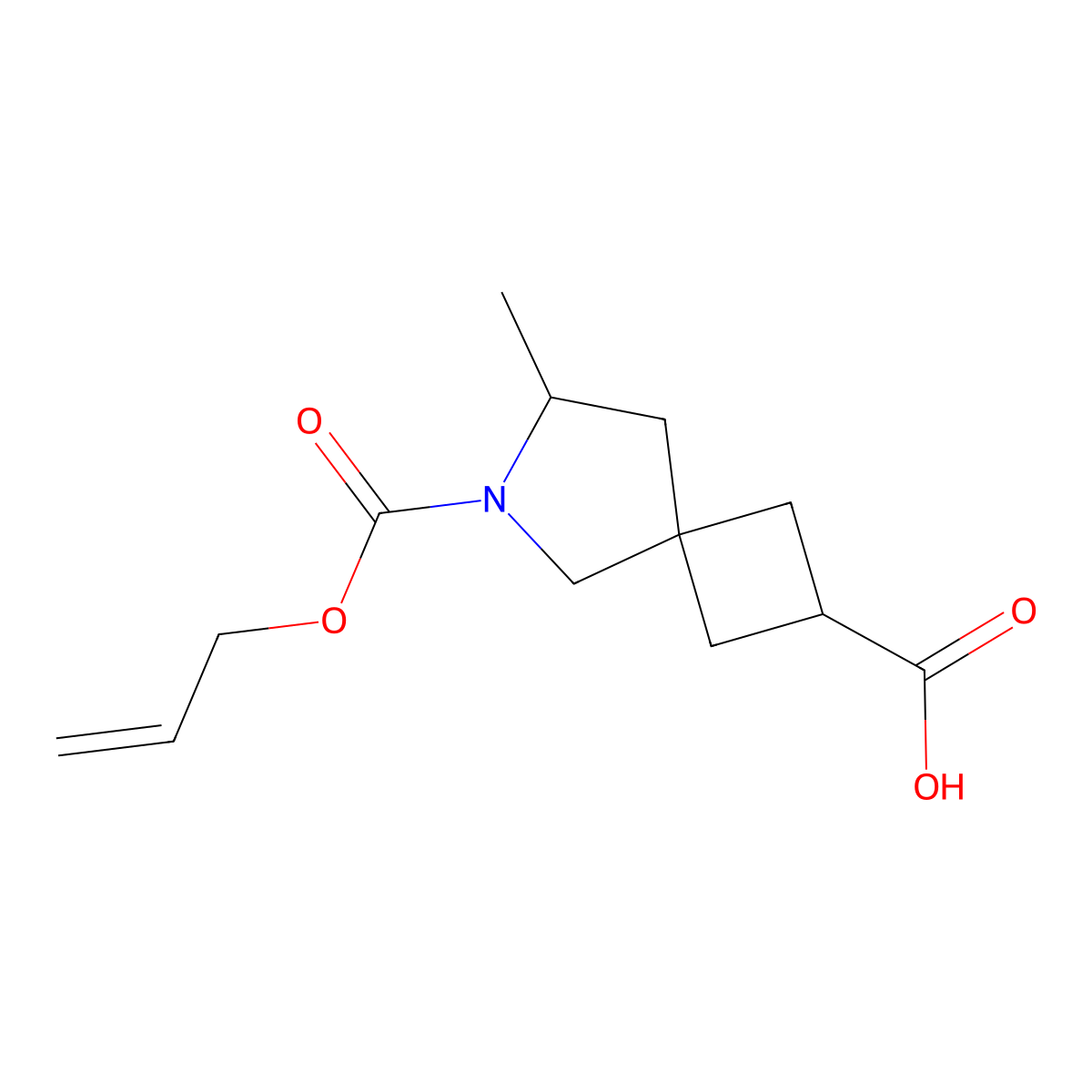 7-Methyl-6-[(prop-2-en-1-yloxy)carbonyl]-6-azaspiro[3.4]octane-2-carboxylic acid molecular structure, CAS 2680750-59-6