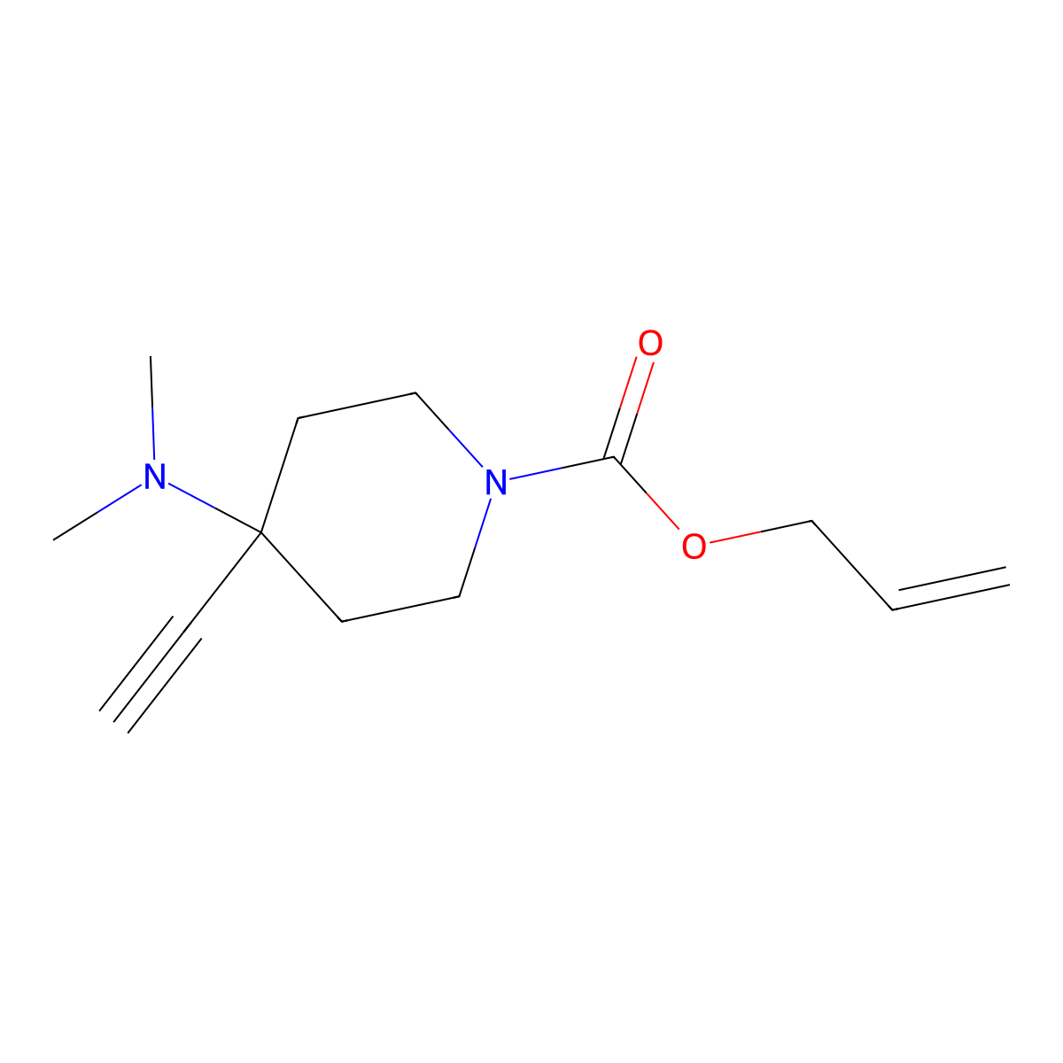 Prop-2-en-1-yl 4-(dimethylamino)-4-ethynylpiperidine-1-carboxylate molecular structure, CAS 2680750-60-9
