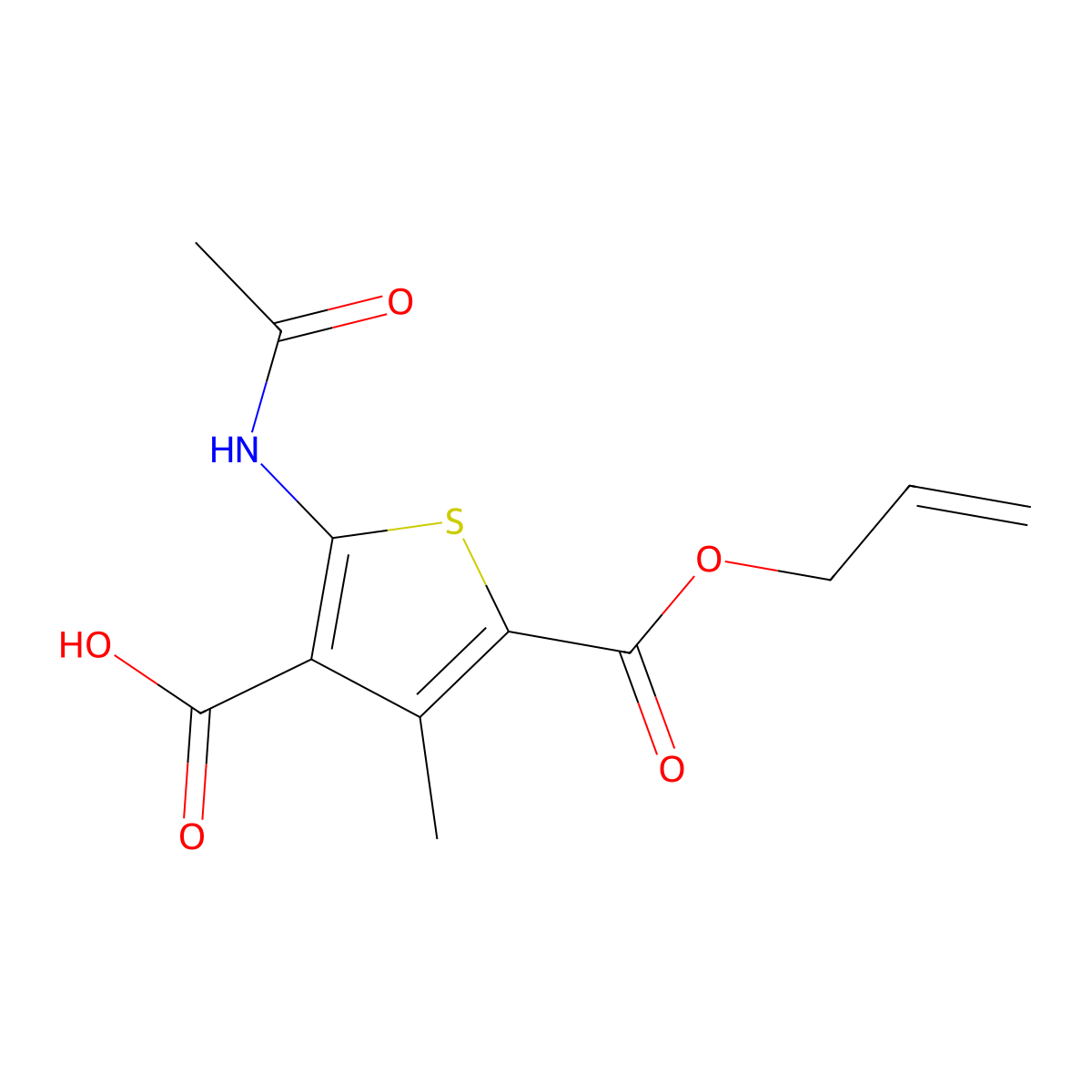 2-Acetamido-4-methyl-5-[(prop-2-en-1-yloxy)carbonyl]thiophene-3-carboxylic acid molecular structure, CAS 2680750-61-0