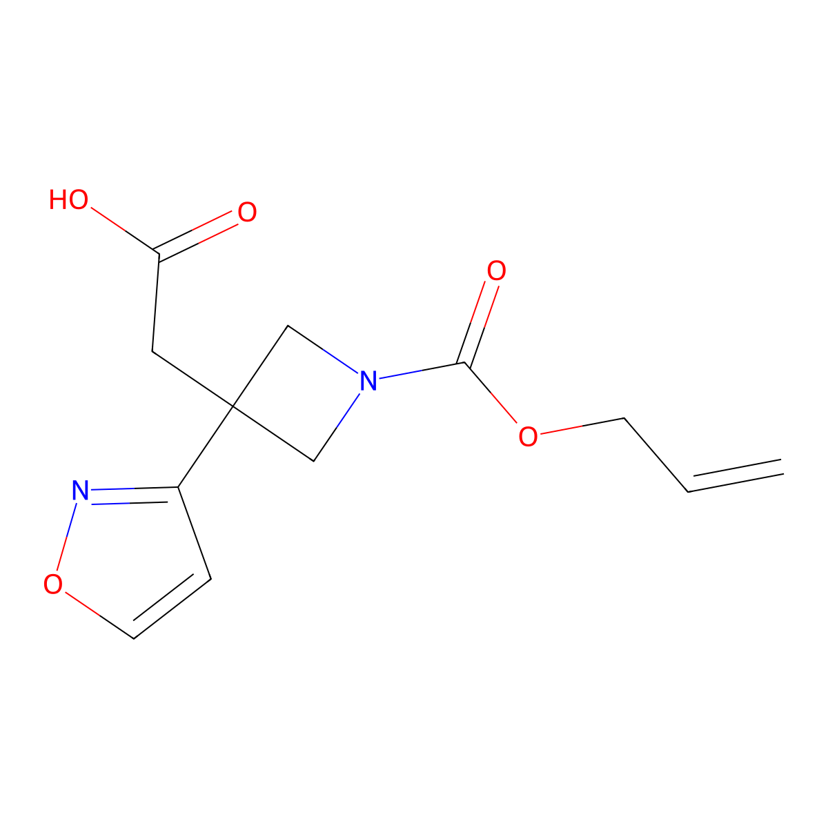 2-[3-(1,2-Oxazol-3-yl)-1-[(prop-2-en-1-yloxy)carbonyl]azetidin-3-yl]acetic acid molecular structure, CAS 2680750-63-2
