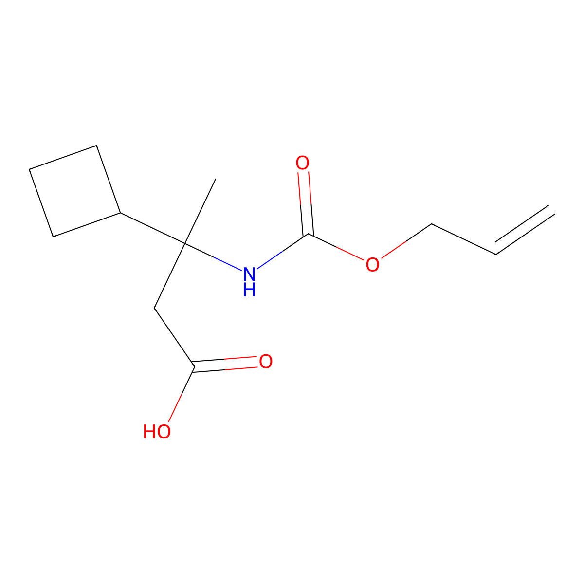3-Cyclobutyl-3-{[(prop-2-en-1-yloxy)carbonyl]amino}butanoic acid molecular structure, CAS 2680750-64-3