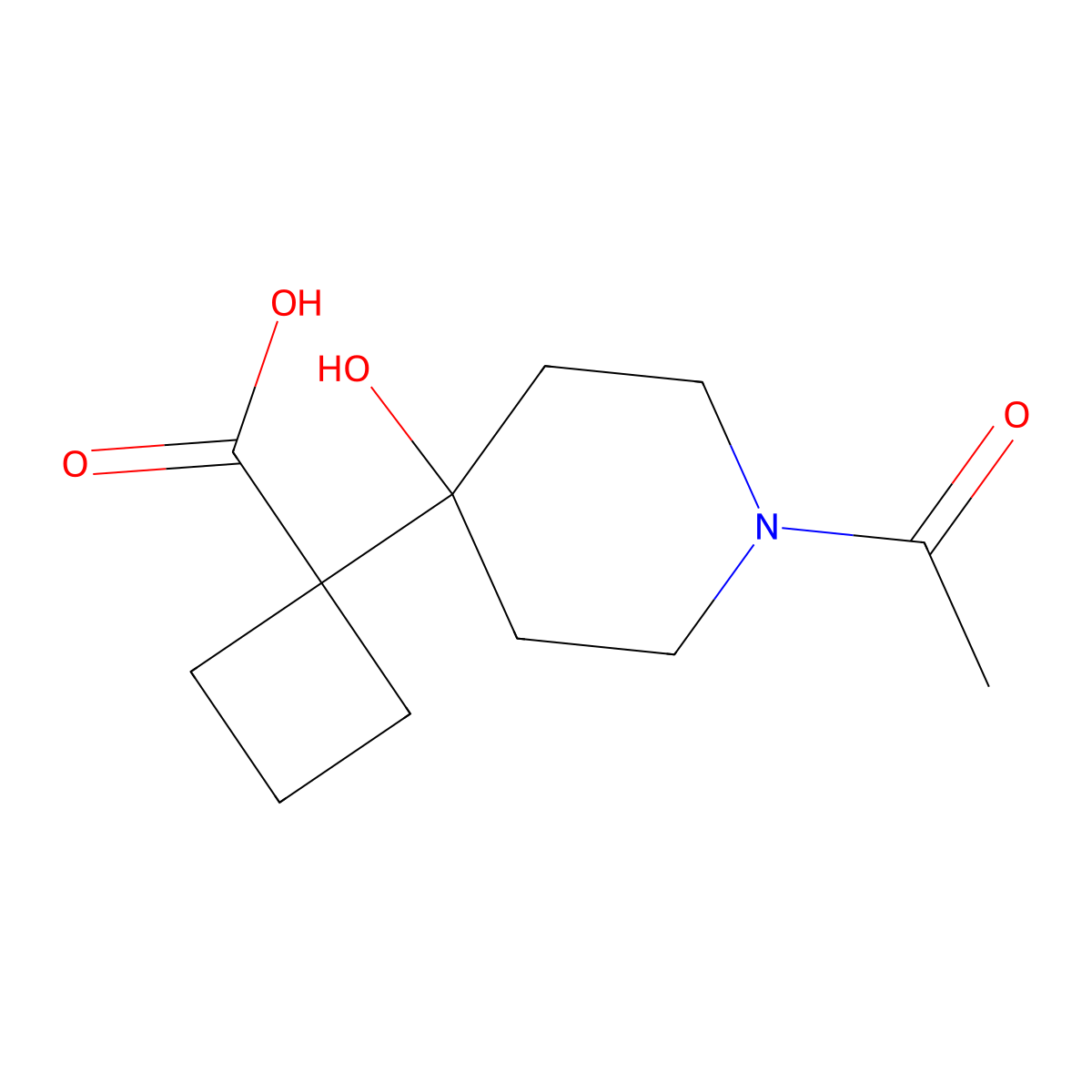 1-(1-Acetyl-4-hydroxypiperidin-4-yl)cyclobutane-1-carboxylic acid molecular structure, CAS 2680750-68-7