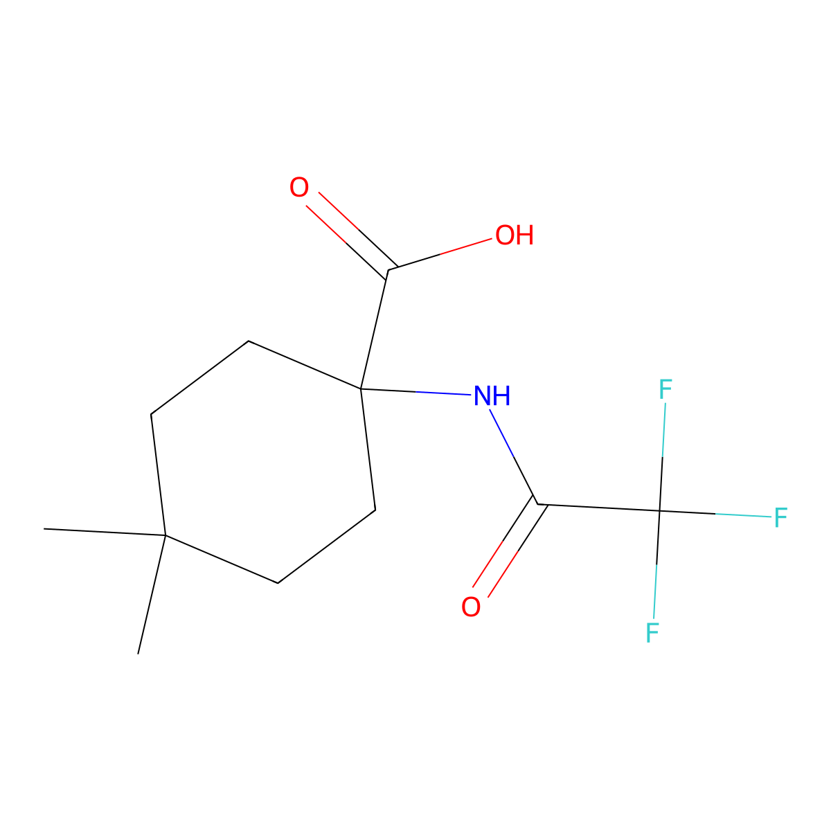4,4-Dimethyl-1-(trifluoroacetamido)cyclohexane-1-carboxylic acid molecular structure, CAS 2680750-70-1