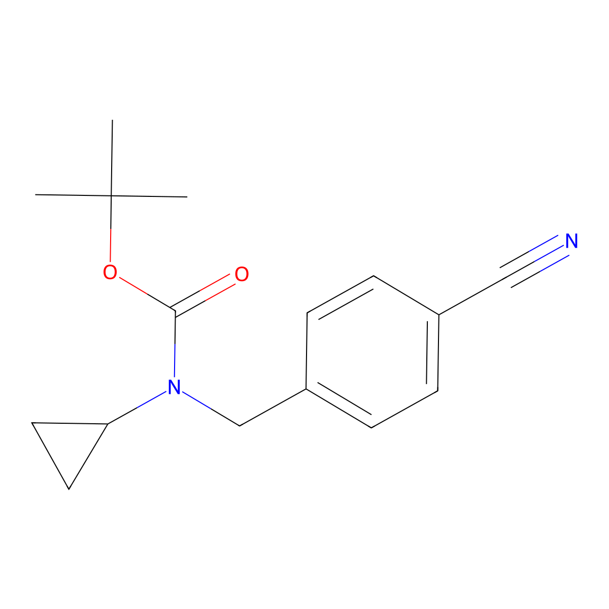 tert-butyl N-[(4-cyanophenyl)methyl]-N-cyclopropylcarbamate molecular structure, CAS 2680750-72-3