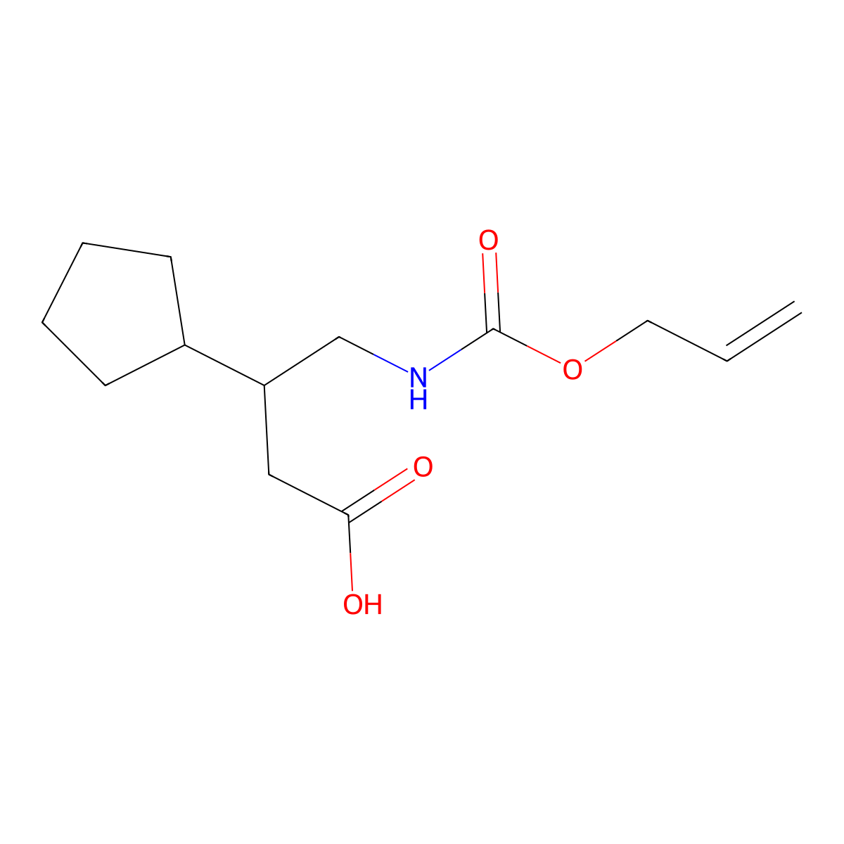 3-Cyclopentyl-4-{[(prop-2-en-1-yloxy)carbonyl]amino}butanoic acid molecular structure, CAS 2680750-74-5