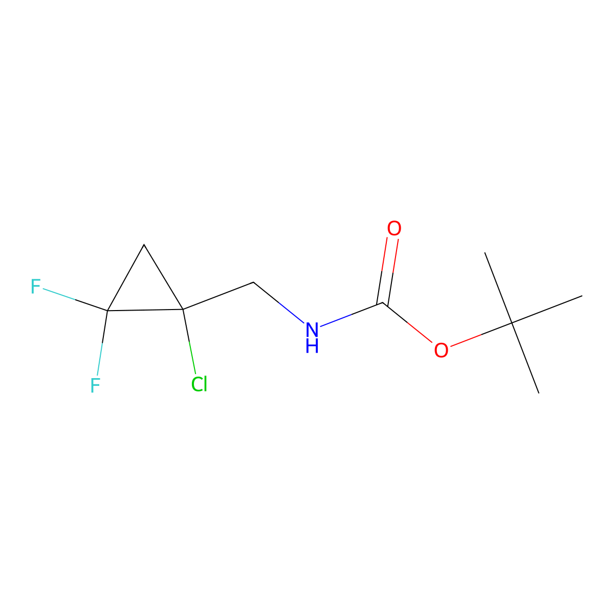 tert-butyl N-[(1-chloro-2,2-difluorocyclopropyl)methyl]carbamate molecular structure, CAS 2680750-80-3