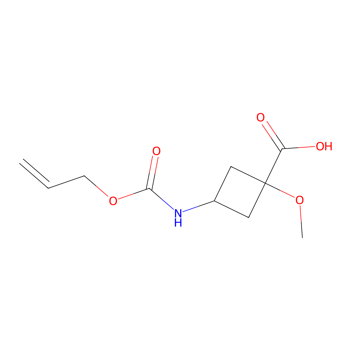 1-Methoxy-3-{[(prop-2-en-1-yloxy)carbonyl]amino}cyclobutane-1-carboxylic acid molecular structure, CAS 2680750-95-0