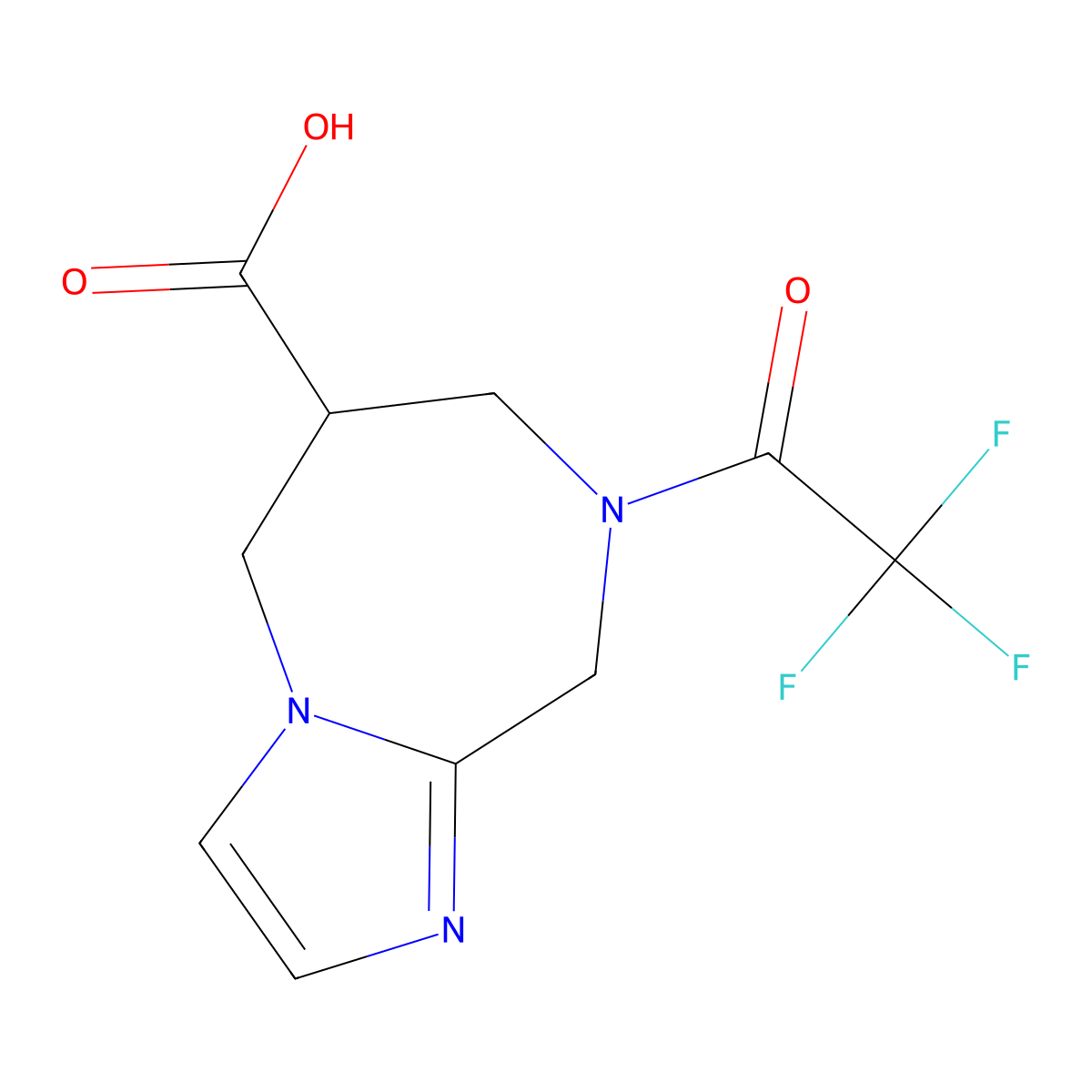 8-(trifluoroacetyl)-5H,6H,7H,8H,9H-imidazo[1,2-a][1,4]diazepine-6-carboxylic acid molecular structure, CAS 2680750-96-1