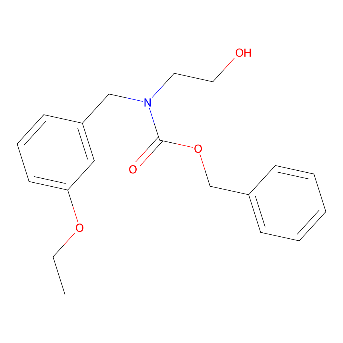 benzyl N-[(3-ethoxyphenyl)methyl]-N-(2-hydroxyethyl)carbamate molecular structure, CAS 2680750-97-2