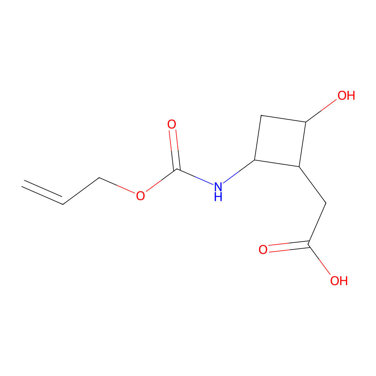 2-(2-Hydroxy-4-{[(prop-2-en-1-yloxy)carbonyl]amino}cyclobutyl)acetic acid molecular structure, CAS 2680751-00-0