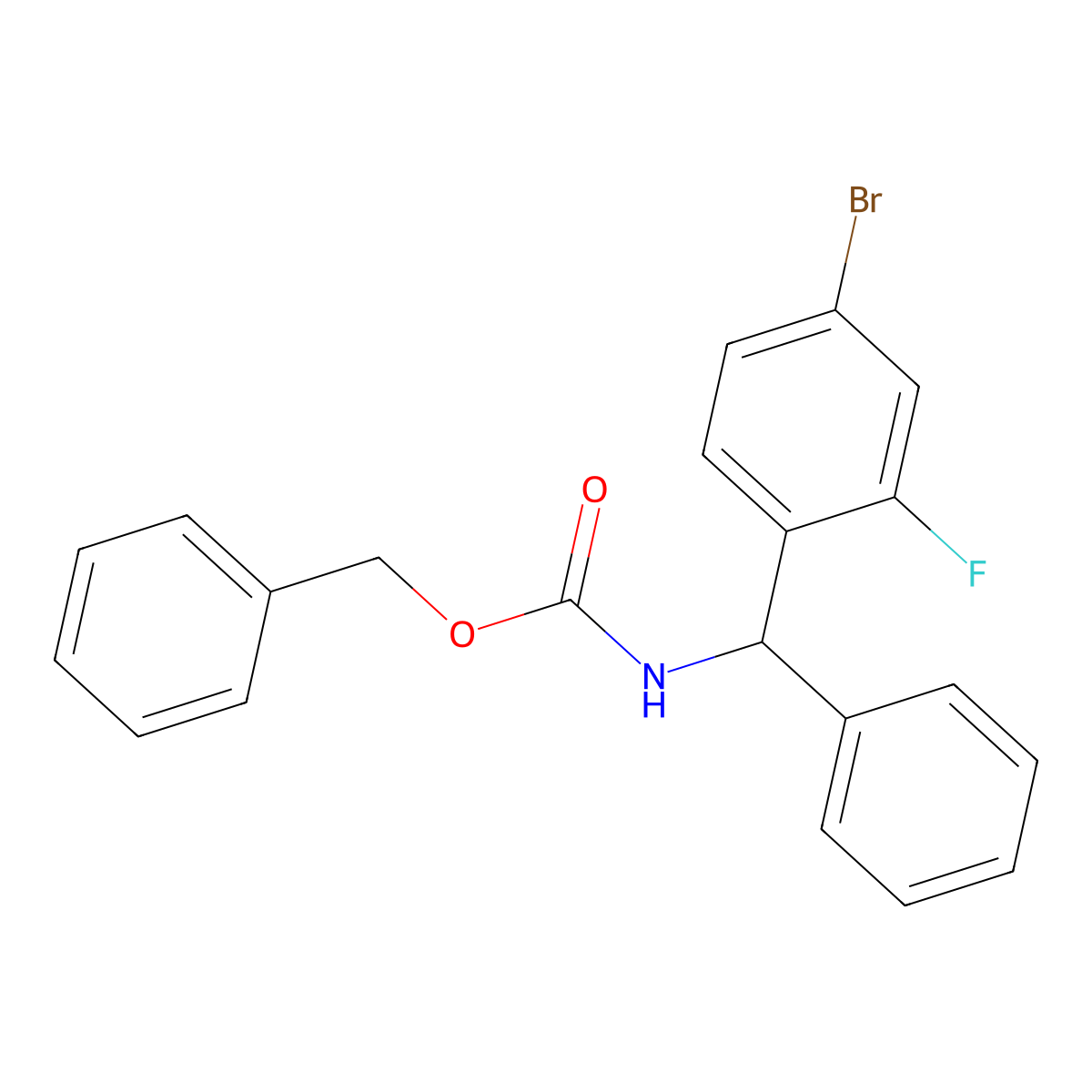 benzyl N-[(4-bromo-2-fluorophenyl)(phenyl)methyl]carbamate molecular structure, CAS 2680751-02-2