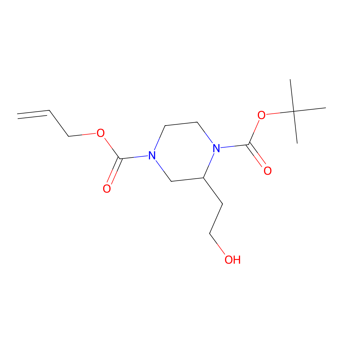 1-Tert-butyl 4-prop-2-en-1-yl 2-(2-hydroxyethyl)piperazine-1,4-dicarboxylate molecular structure, CAS 2680751-05-5