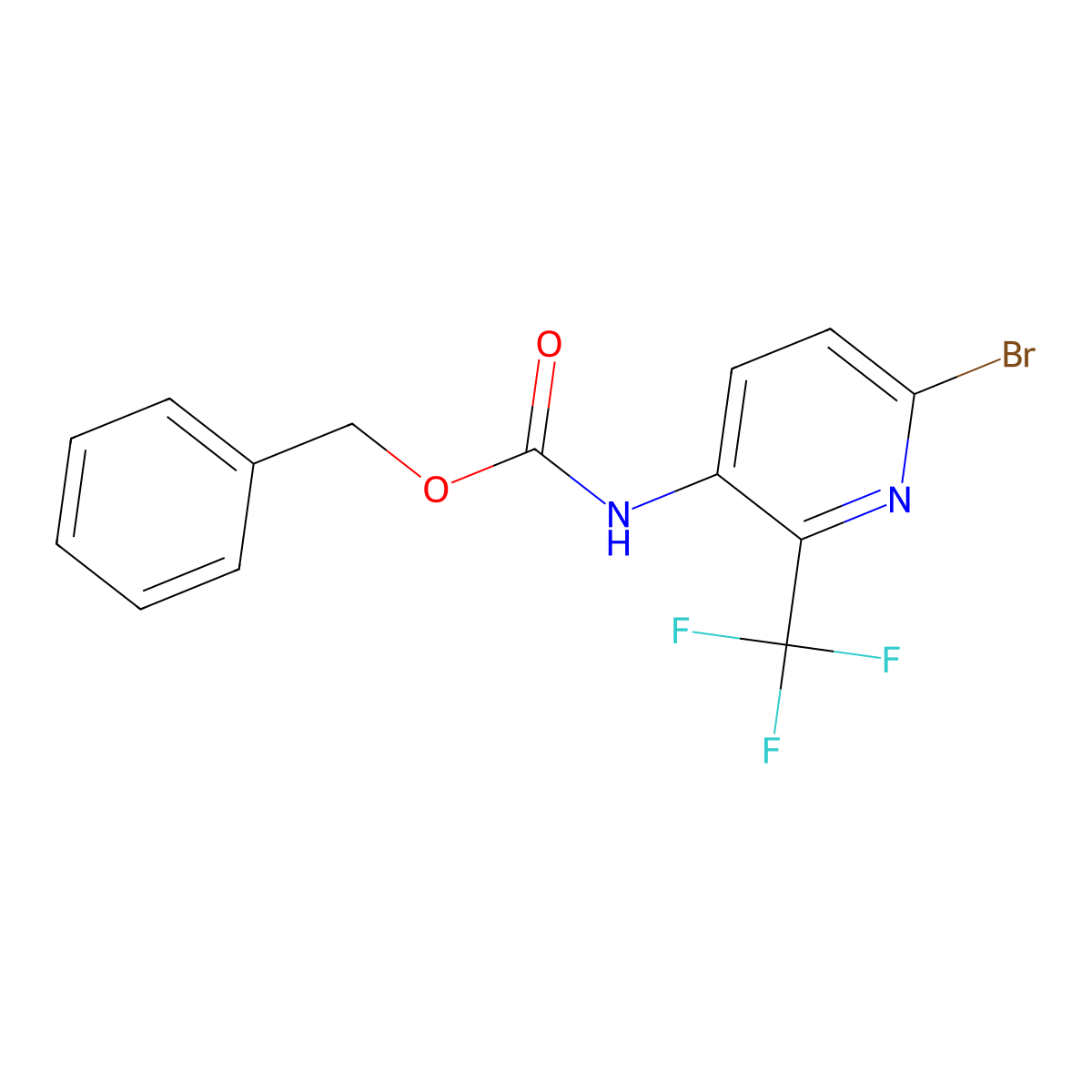 benzyl N-[6-bromo-2-(trifluoromethyl)pyridin-3-yl]carbamate molecular structure, CAS 2680751-10-2