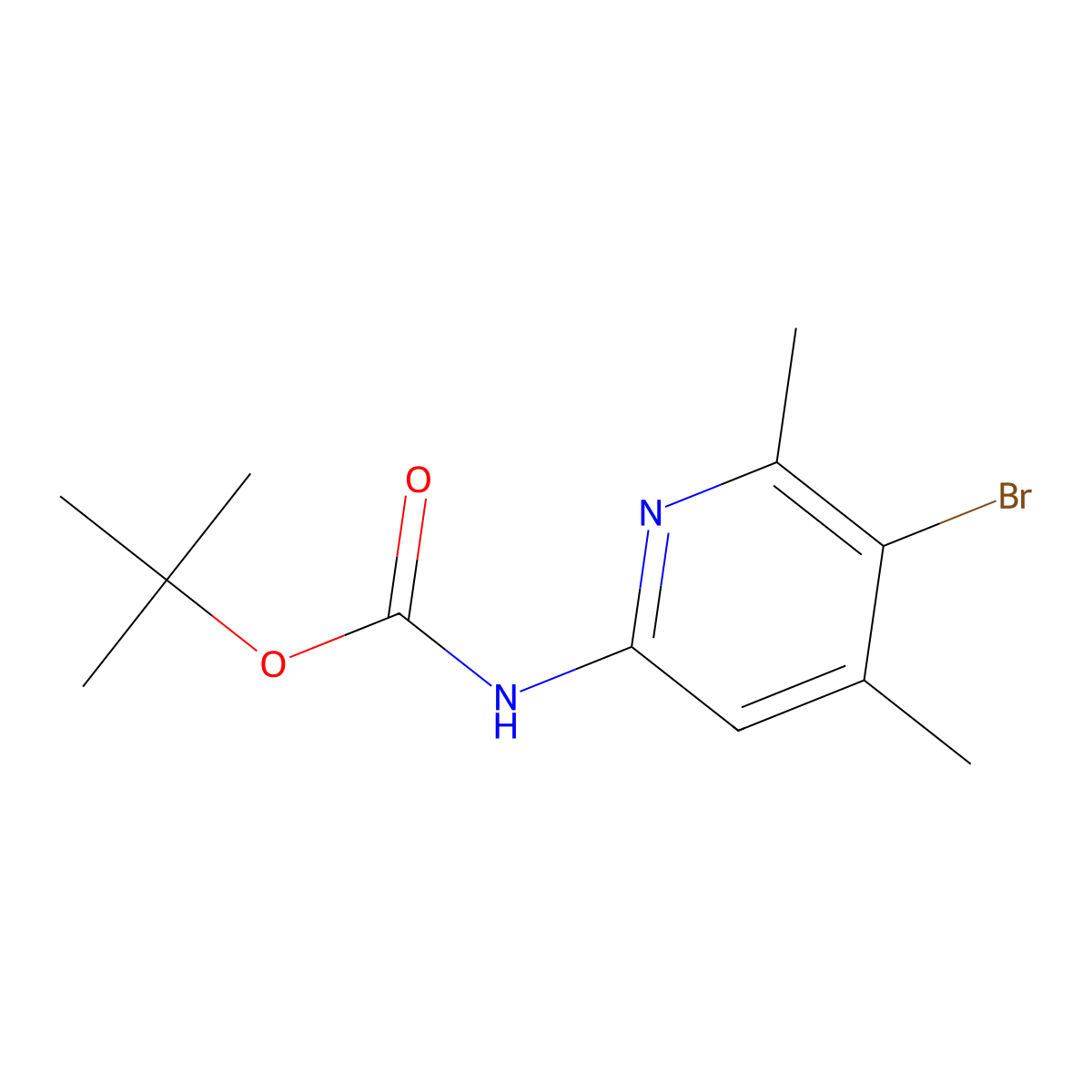 tert-butyl N-(5-bromo-4,6-dimethylpyridin-2-yl)carbamate molecular structure, CAS 2680751-11-3