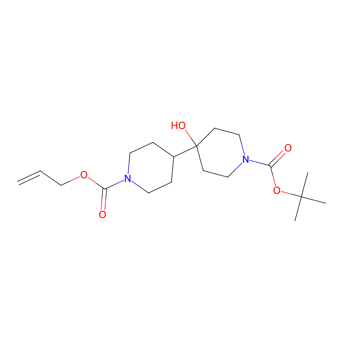 1-Tert-butyl 1'-prop-2-en-1-yl 4-hydroxy-[4,4'-bipiperidine]-1,1'-dicarboxylate molecular structure, CAS 2680751-13-5