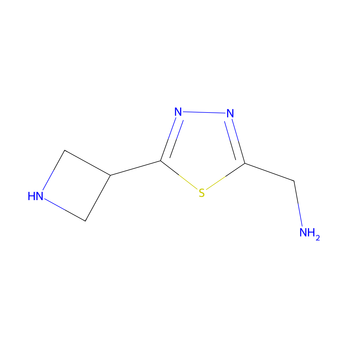 1-[5-(Azetidin-3-yl)-1,3,4-thiadiazol-2-yl]methanamine molecular structure, CAS 2680751-16-8