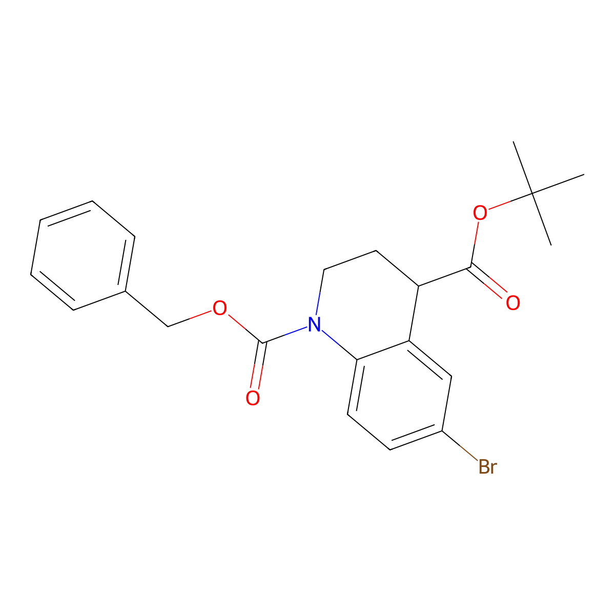 1-Benzyl 4-tert-butyl 6-bromo-1,2,3,4-tetrahydroquinoline-1,4-dicarboxylate molecular structure, CAS 2680751-41-9