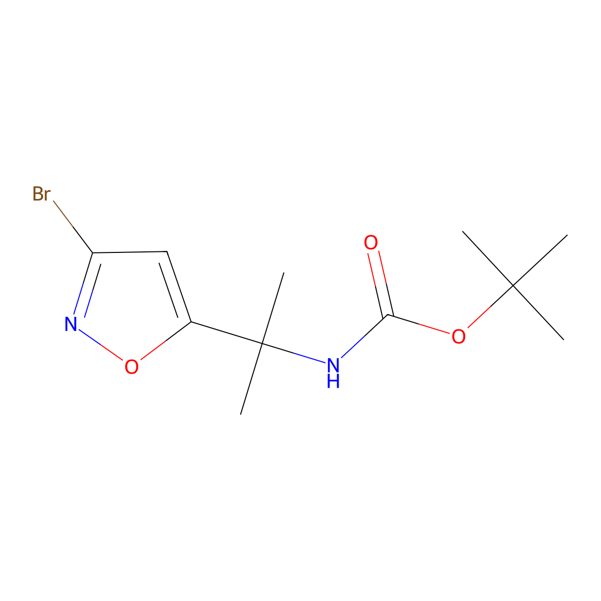 tert-butyl N-[2-(3-bromo-1,2-oxazol-5-yl)propan-2-yl]carbamate molecular structure, CAS 2680751-42-0