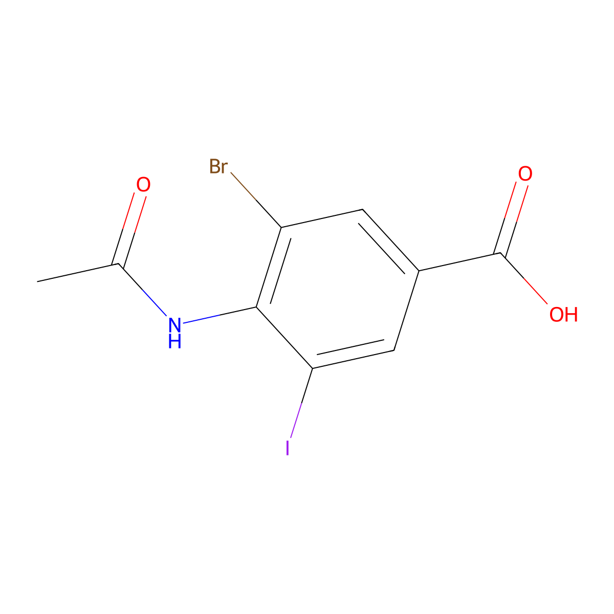 3-Bromo-4-acetamido-5-iodobenzoic acid molecular structure, CAS 2680751-46-4