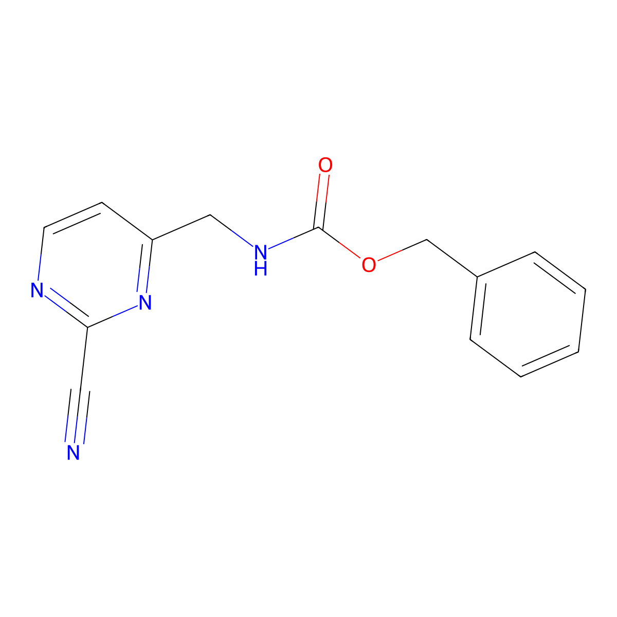 benzyl N-[(2-cyanopyrimidin-4-yl)methyl]carbamate molecular structure, CAS 2680751-47-5