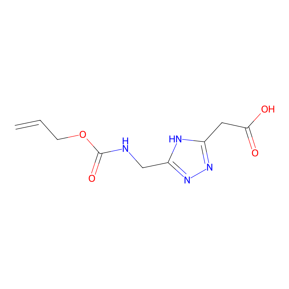2-[5-({[(prop-2-en-1-yloxy)carbonyl]amino}methyl)-4H-1,2,4-triazol-3-yl]acetic acid molecular structure, CAS 2680751-48-6