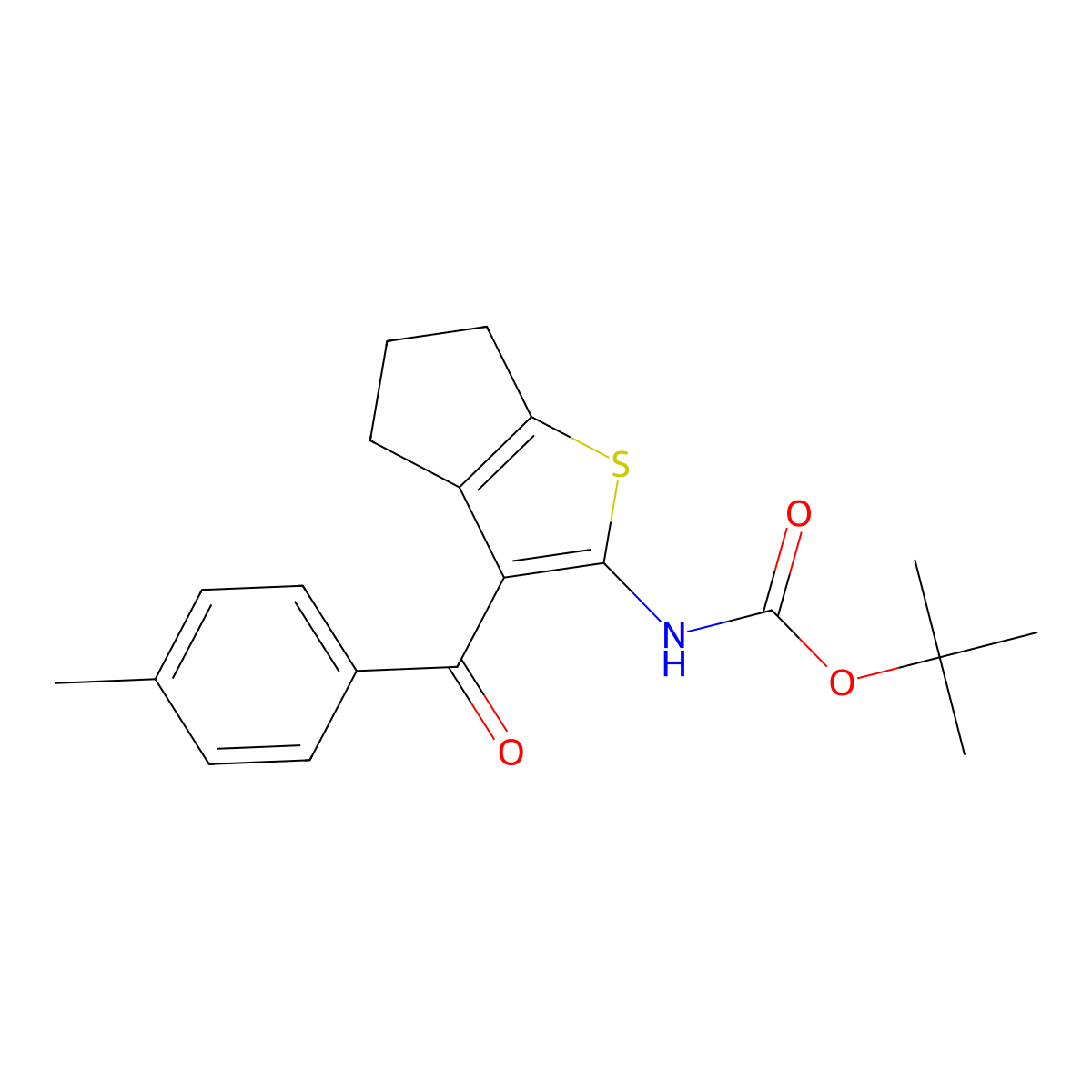 tert-butyl N-[3-(4-methylbenzoyl)-4H,5H,6H-cyclopenta[b]thiophen-2-yl]carbamate molecular structure, CAS 2680751-52-2