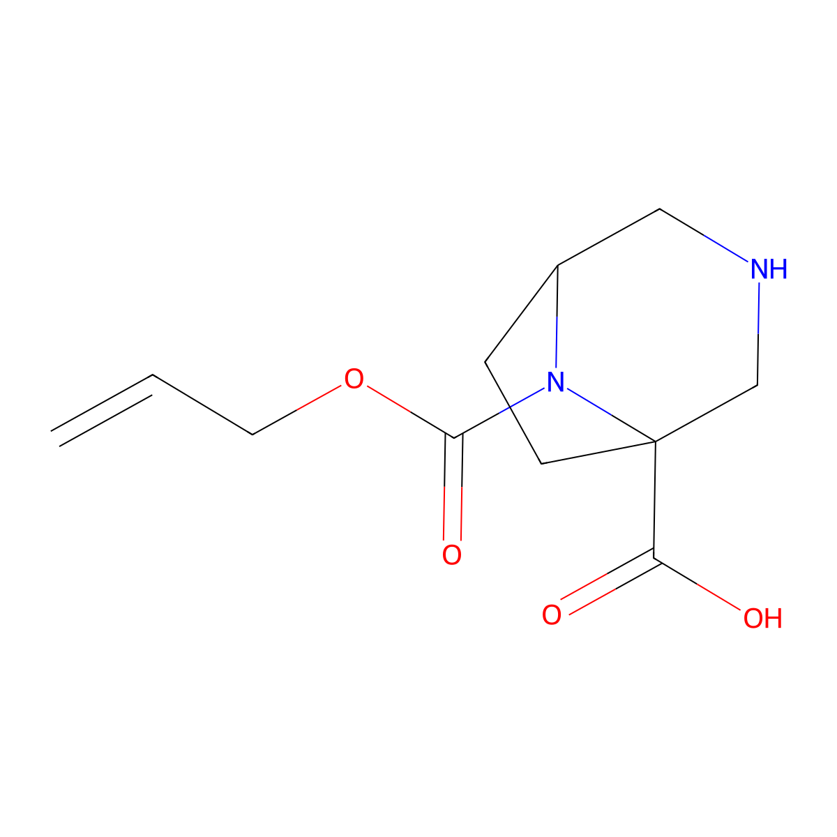 8-[(Prop-2-en-1-yloxy)carbonyl]-3,8-diazabicyclo[3.2.1]octane-1-carboxylic acid molecular structure, CAS 2680751-63-5