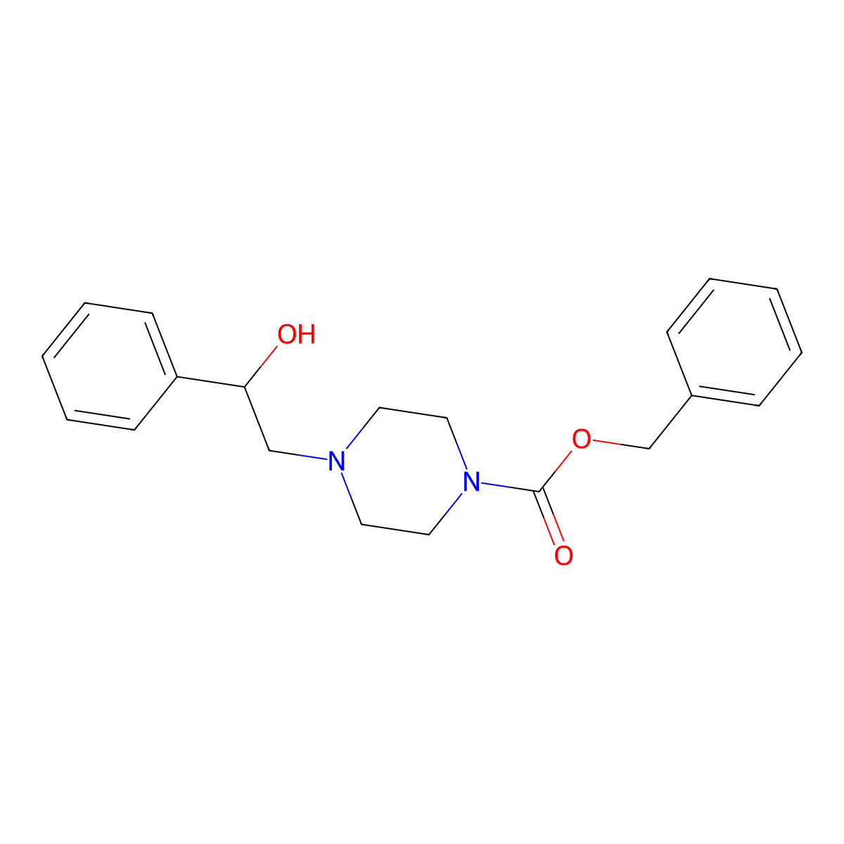 Benzyl 4-(2-hydroxy-2-phenylethyl)piperazine-1-carboxylate molecular structure, CAS 2680751-66-8