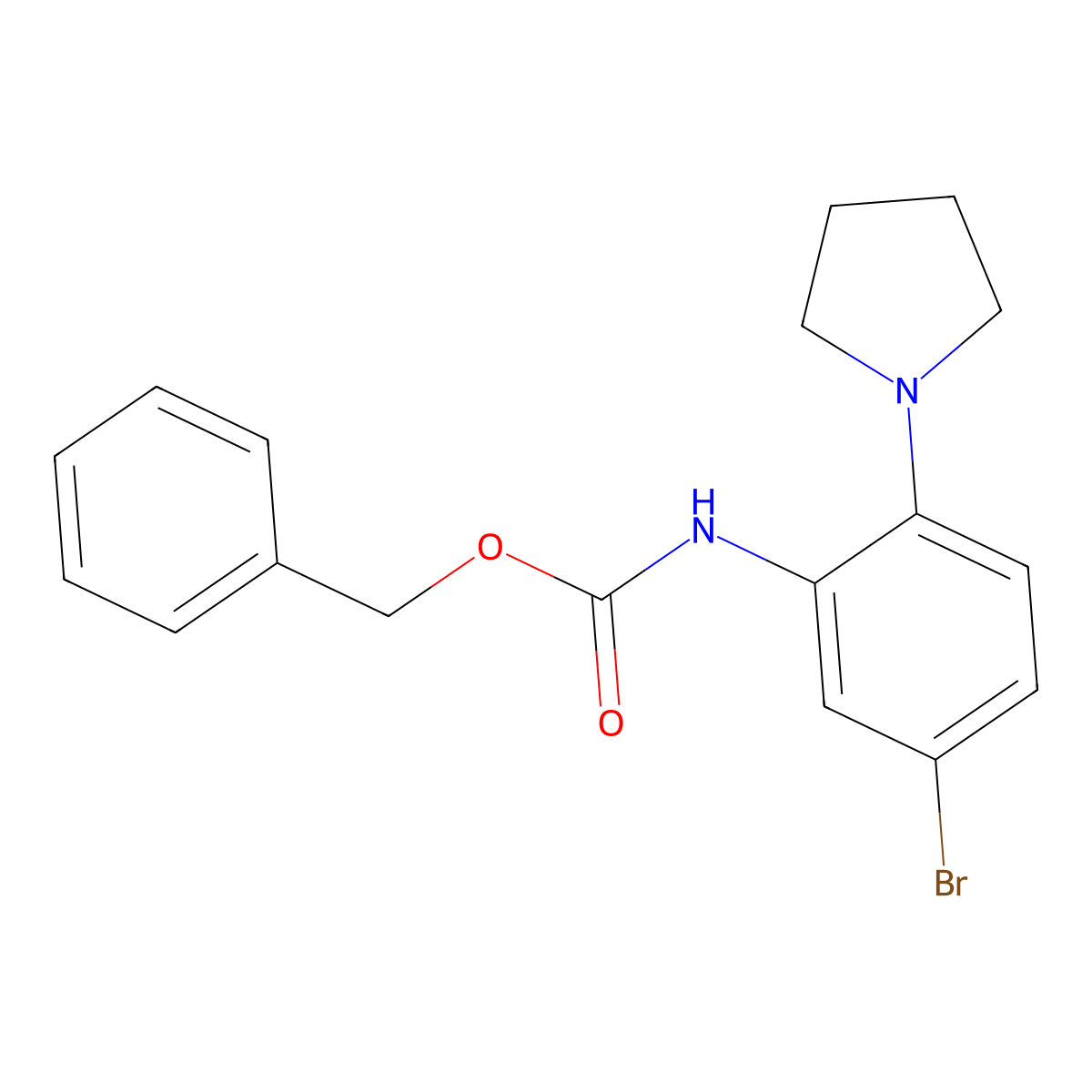 benzyl N-[5-bromo-2-(pyrrolidin-1-yl)phenyl]carbamate molecular structure, CAS 2680751-70-4
