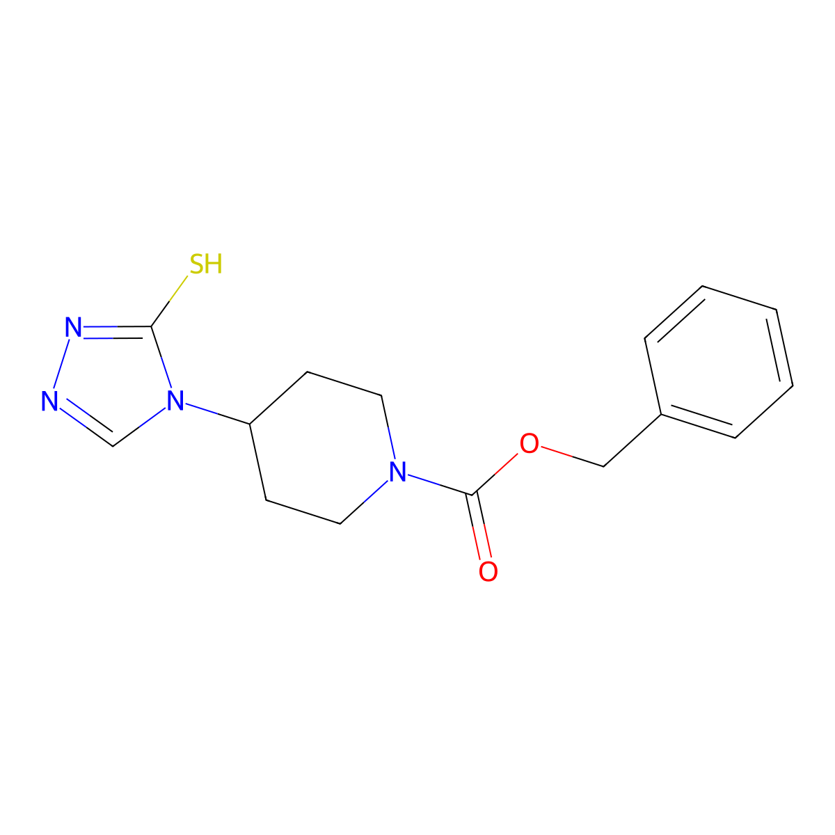 benzyl 4-(3-sulfanyl-4H-1,2,4-triazol-4-yl)piperidine-1-carboxylate molecular structure, CAS 2680751-75-9