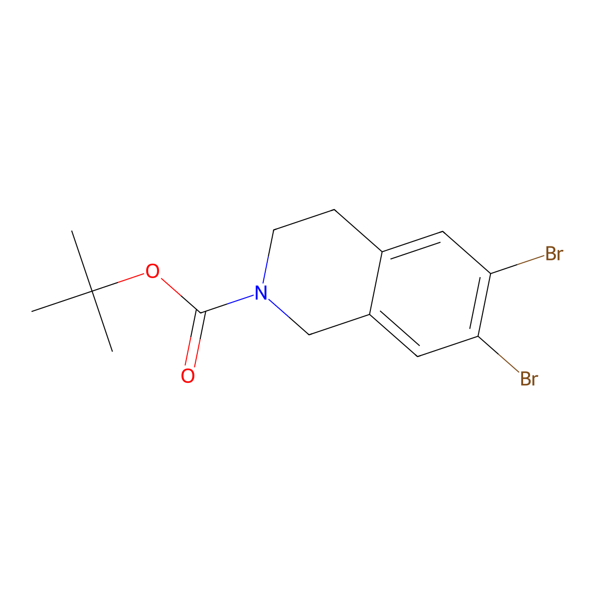 Tert-butyl 6,7-dibromo-1,2,3,4-tetrahydroisoquinoline-2-carboxylate molecular structure, CAS 2680751-86-2
