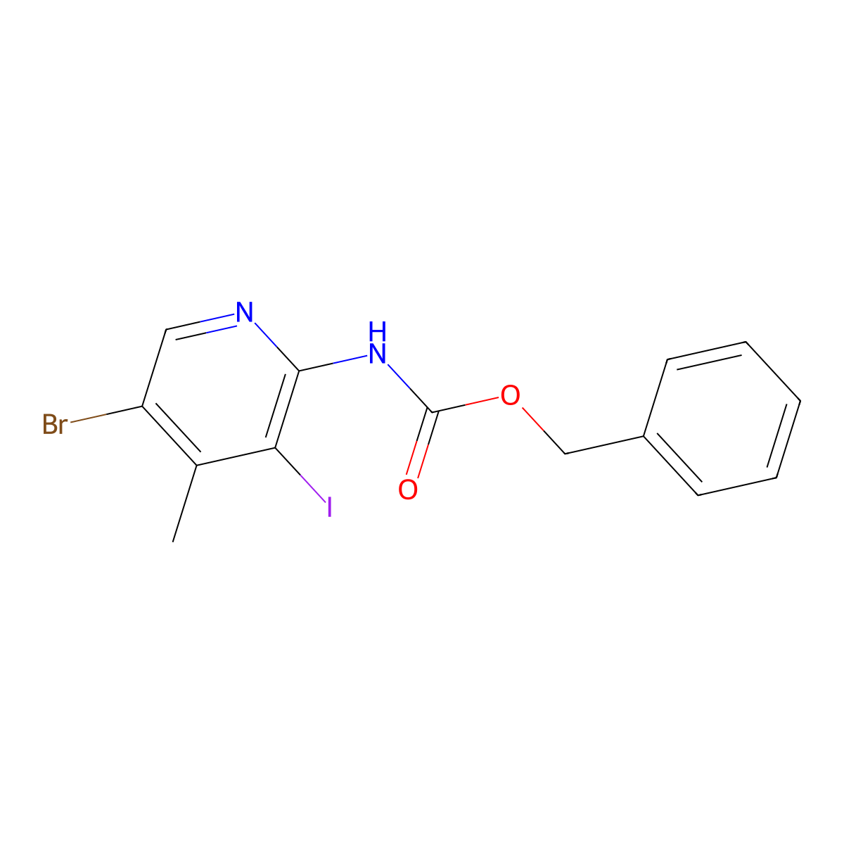 benzyl N-(5-bromo-3-iodo-4-methylpyridin-2-yl)carbamate molecular structure, CAS 2680751-87-3