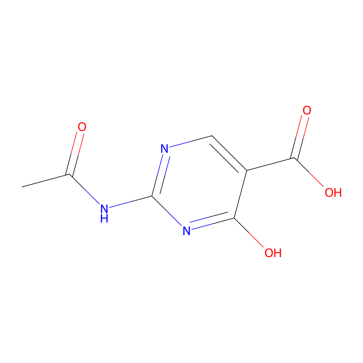 2-Acetamido-4-hydroxypyrimidine-5-carboxylic acid molecular structure, CAS 2680751-92-0