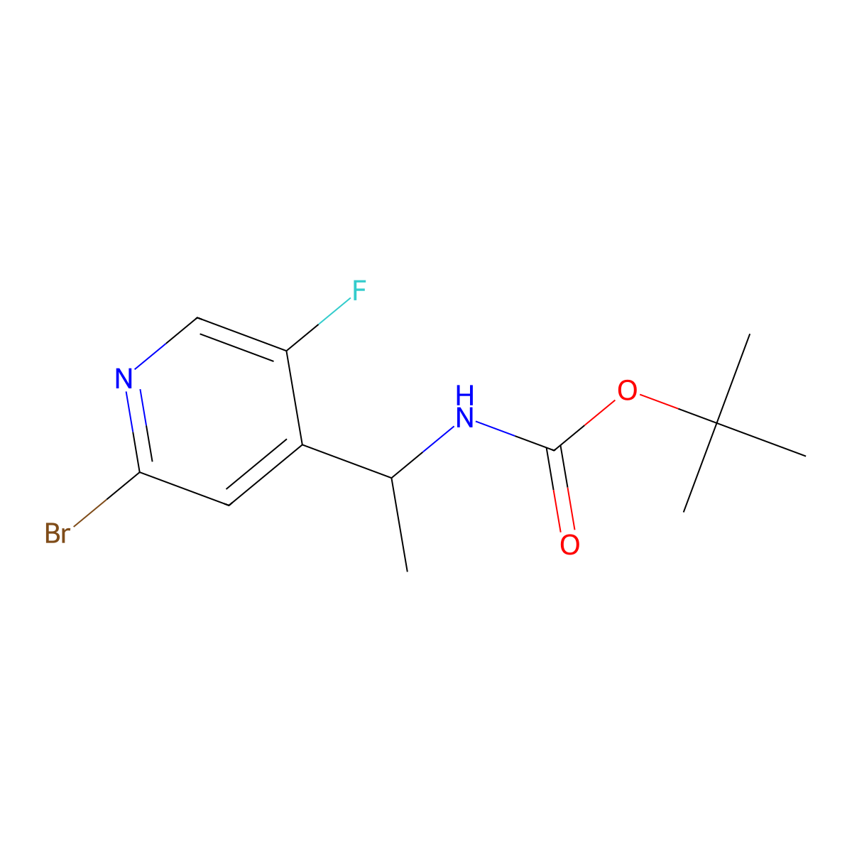 tert-butyl N-[1-(2-bromo-5-fluoropyridin-4-yl)ethyl]carbamate molecular structure, CAS 2680752-02-5