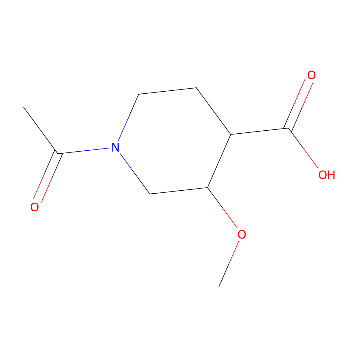 1-Acetyl-3-methoxypiperidine-4-carboxylic acid molecular structure, CAS 2680752-31-0