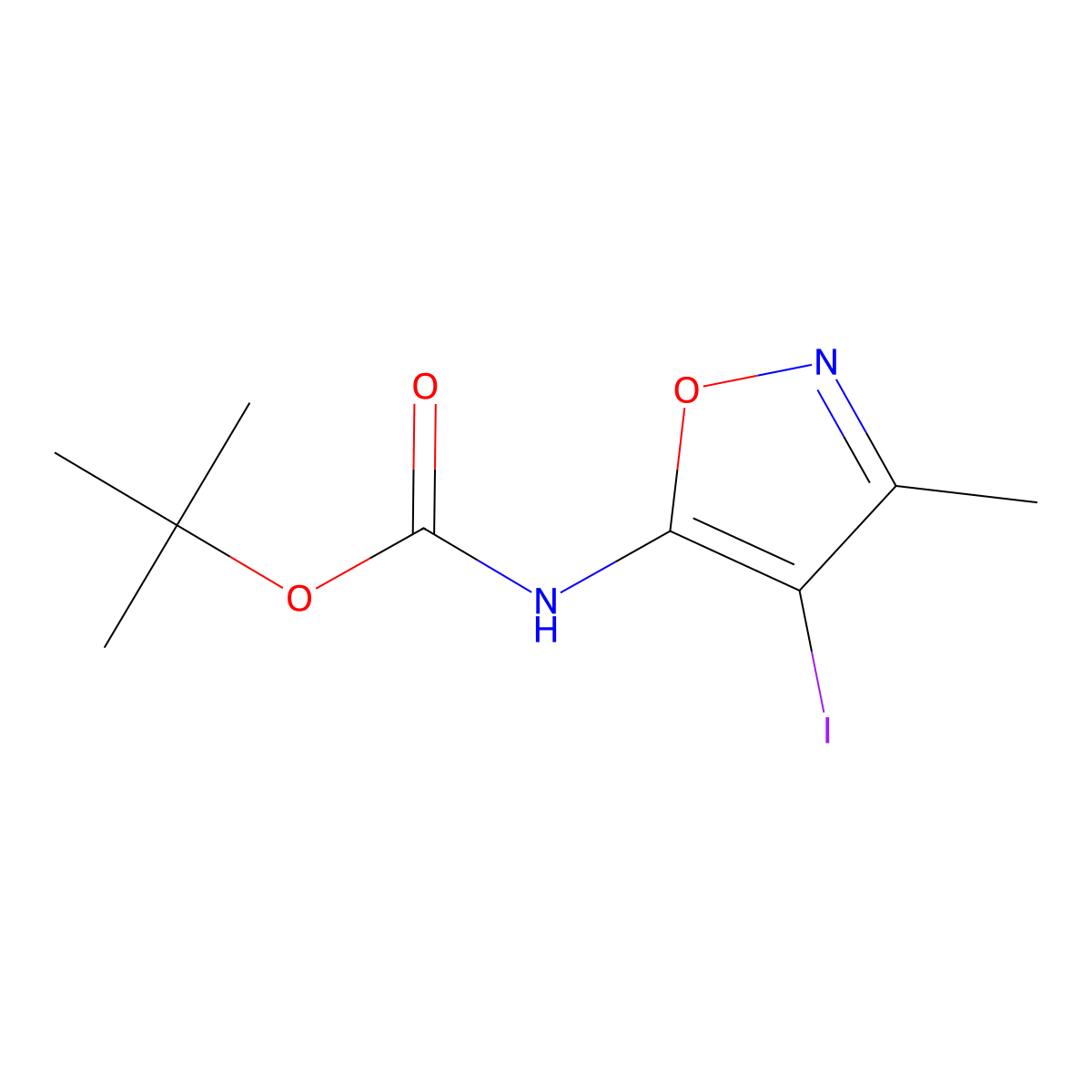 tert-butyl N-(4-iodo-3-methyl-1,2-oxazol-5-yl)carbamate molecular structure, CAS 2680752-34-3