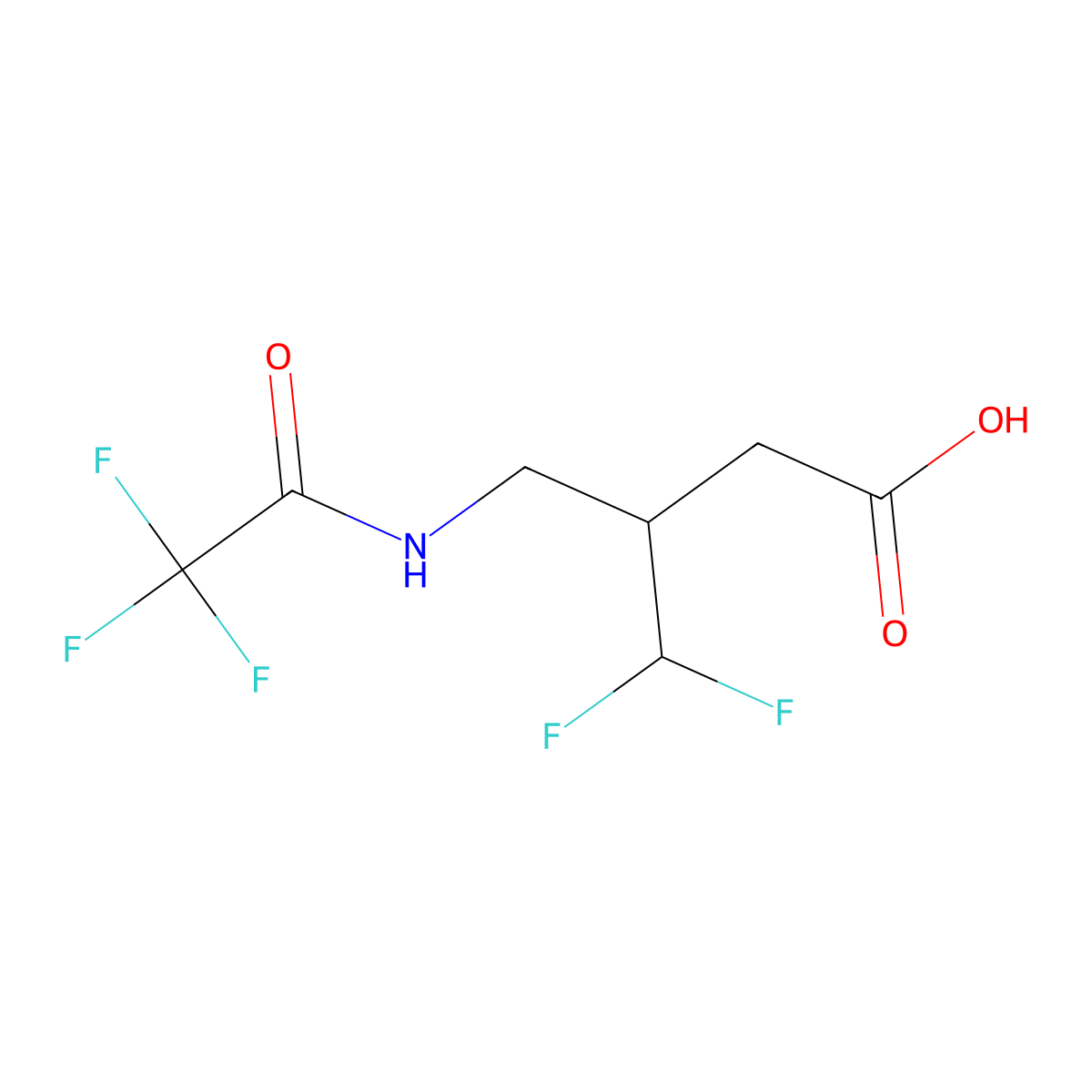 4,4-Difluoro-3-[(trifluoroacetamido)methyl]butanoic acid molecular structure, CAS 2680752-49-0