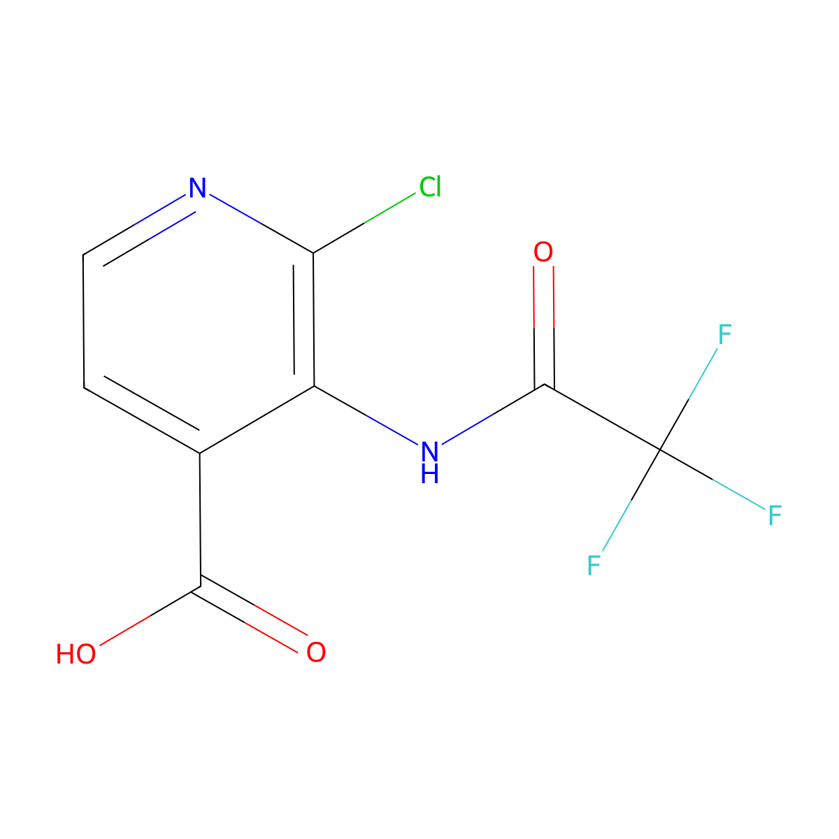 2-Chloro-3-(2,2,2-trifluoroacetamido)pyridine-4-carboxylic acid molecular structure, CAS 2680752-52-5